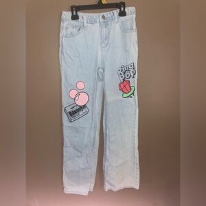 Girls Justice Ring Pop Straight Jeans 5-Pocket Denim Retro Candy Sz 12